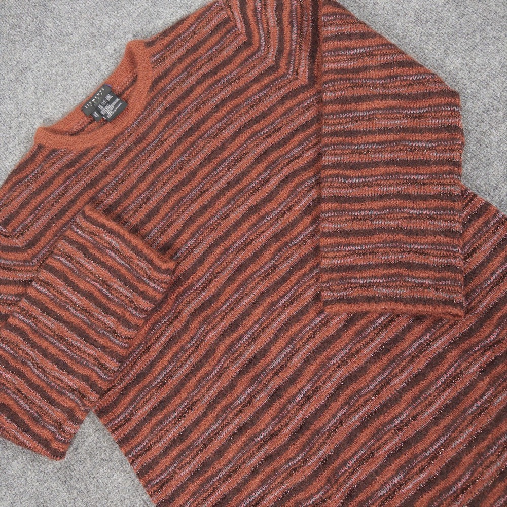 Escada Elements Mohair Wool Striped Sweater Rust Metallic Knit Italy 34 #4851